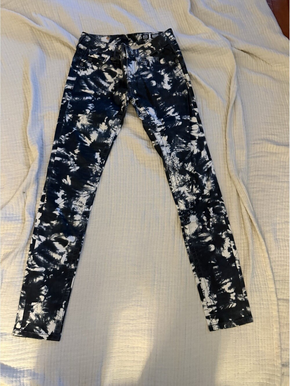 Miss Me Jeans Womens 26 Blue Navy Tie Dye Skinny Rhinestone Studded Back Pockets